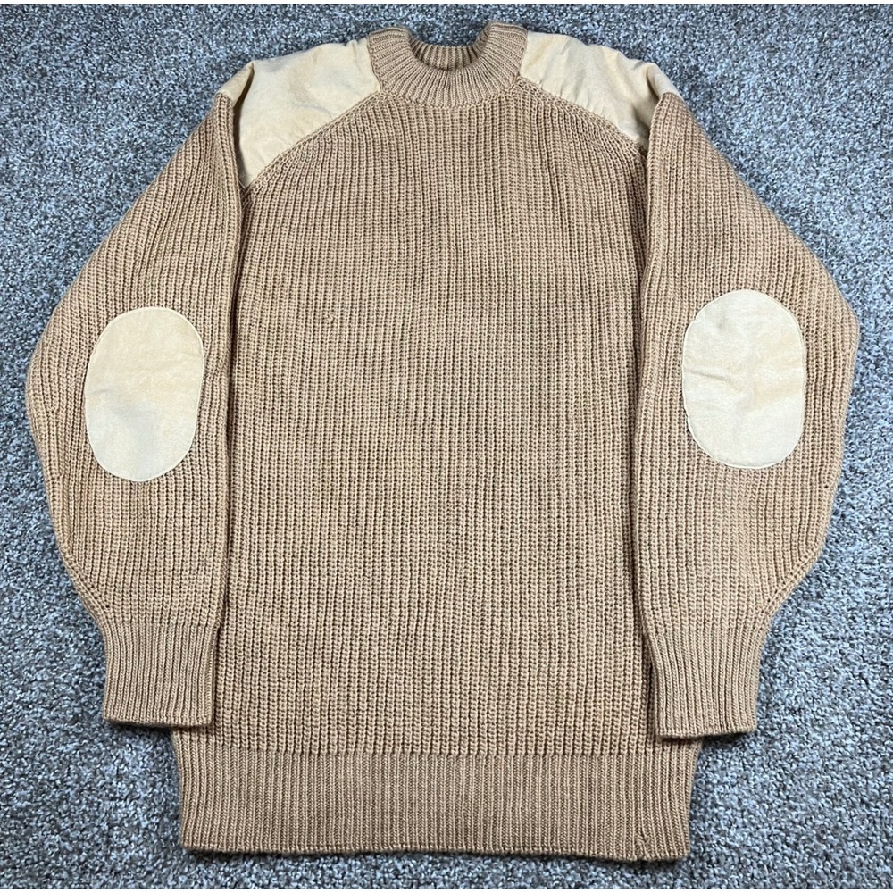 Orvis Bucks County Jacques De Loux Mens Virgin Wool Knit Sweater Tan Size Large